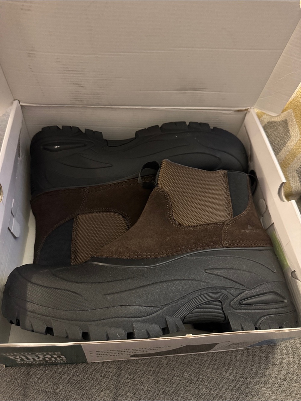 Men's Brown Suede Chelsea Lug Boots with Thick Black Sole